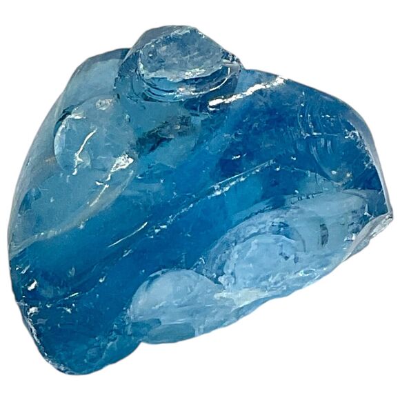 Satin Blue Translucent Art Glass Cullet Glowing Manganese Slag Glass #4GX276 - Picture 4 of 7